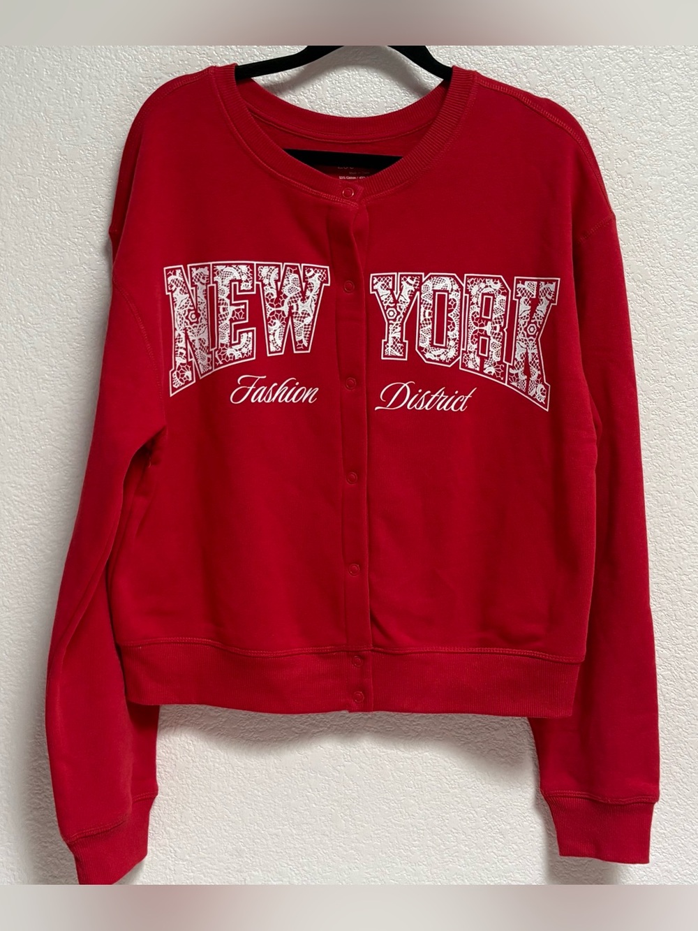 Zoe + Liv Red New York Graphic Varsity Jacket